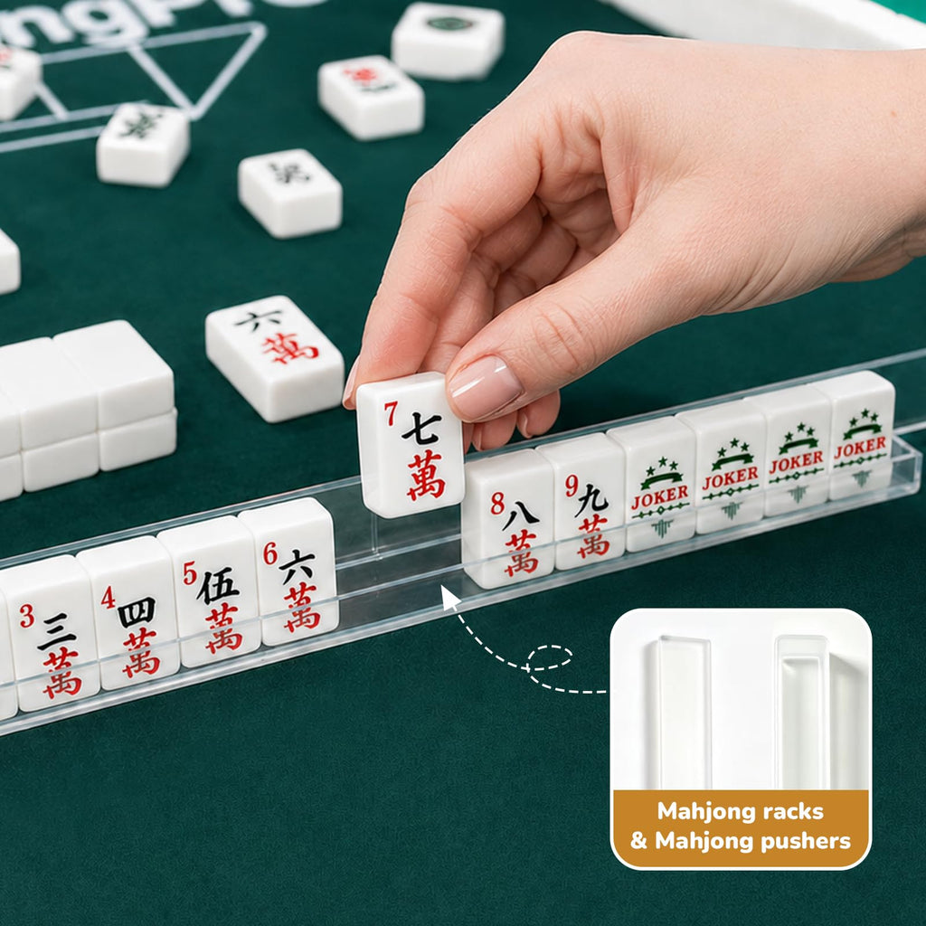 166 Mahjong Tiles 4 Racks 4 Pushers Mahjong Set U6963