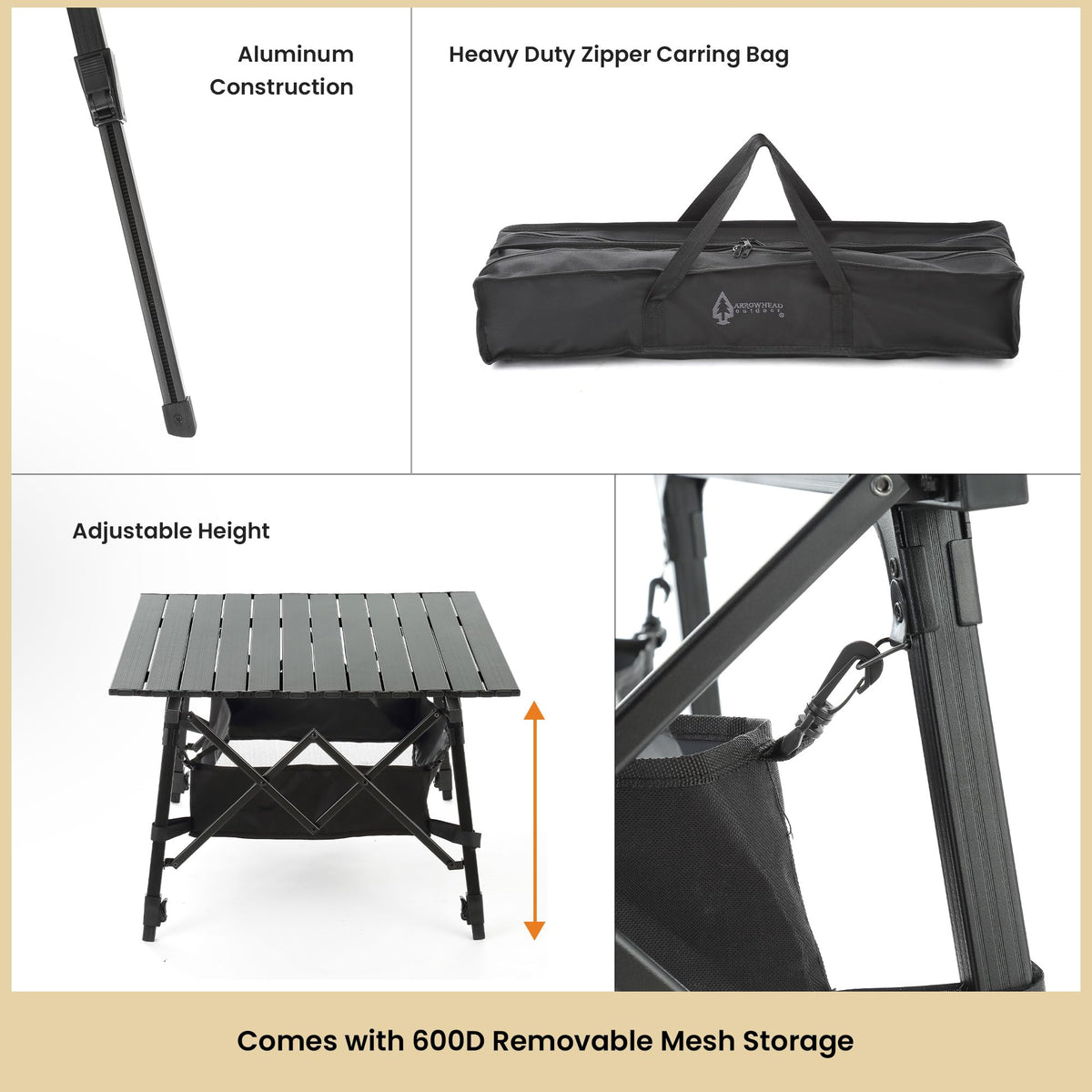 39 in Aluminum Folding Camp Table Q86413