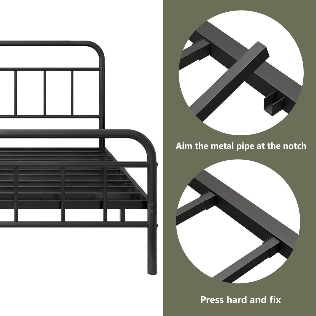 Queen Size Metal Bed Frame with Storage Space O2338