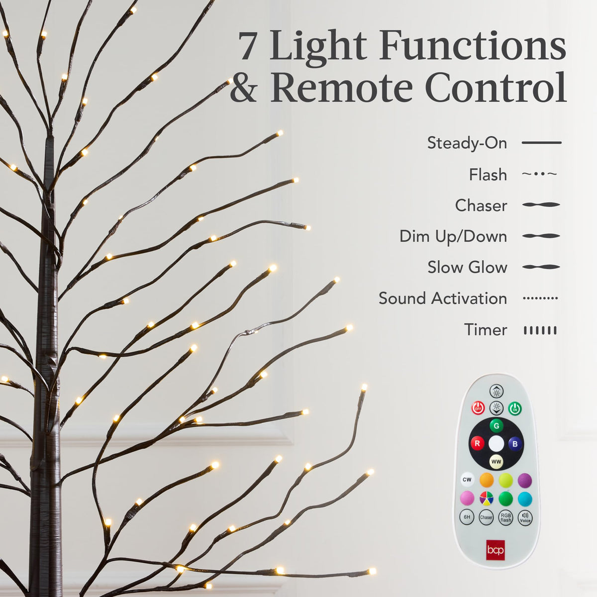 4ft 6ft 8ft Lighted Birch Tree 3Pk with LED Lights Q13432