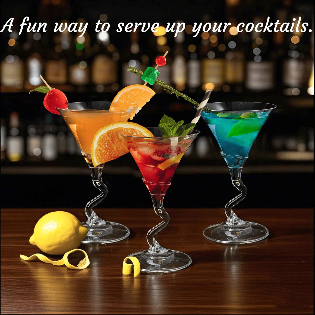 18 Pack 5 Oz Plastic Martini Glasses with Twisted Stem W53662
