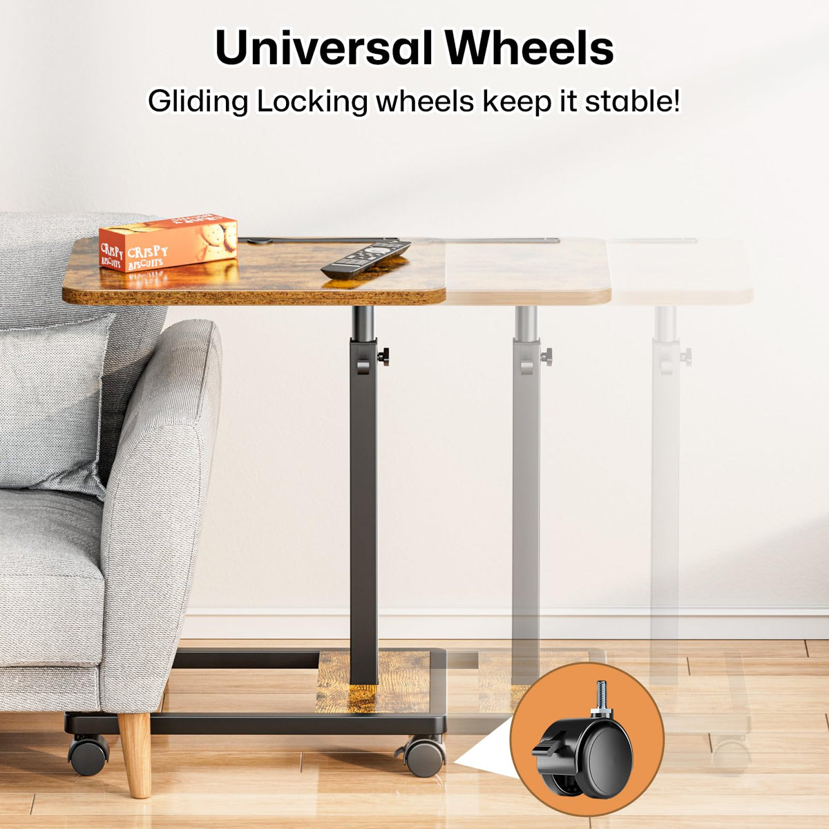 Adjustable TV Tray Table with Wheels Q50914