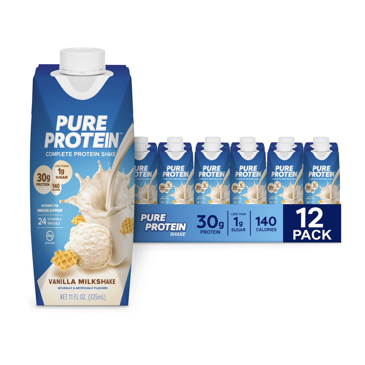 Vanilla Protein Shake, 30g Protein, Vitamins A, C, D, E, Zinc, Low Sugar, Gluten Free W897