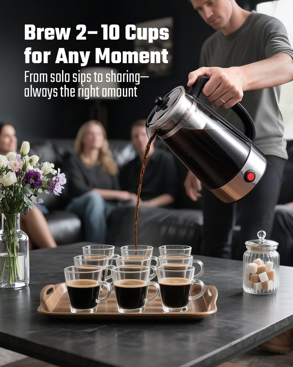 10-Cup Electric Percolator Coffee Pot with Borosilicate Carafe O49371