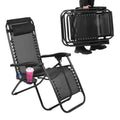 Black Adjustable Steel Mesh Zero Gravity Lounge Chair with Pillow and Cup Holder G626