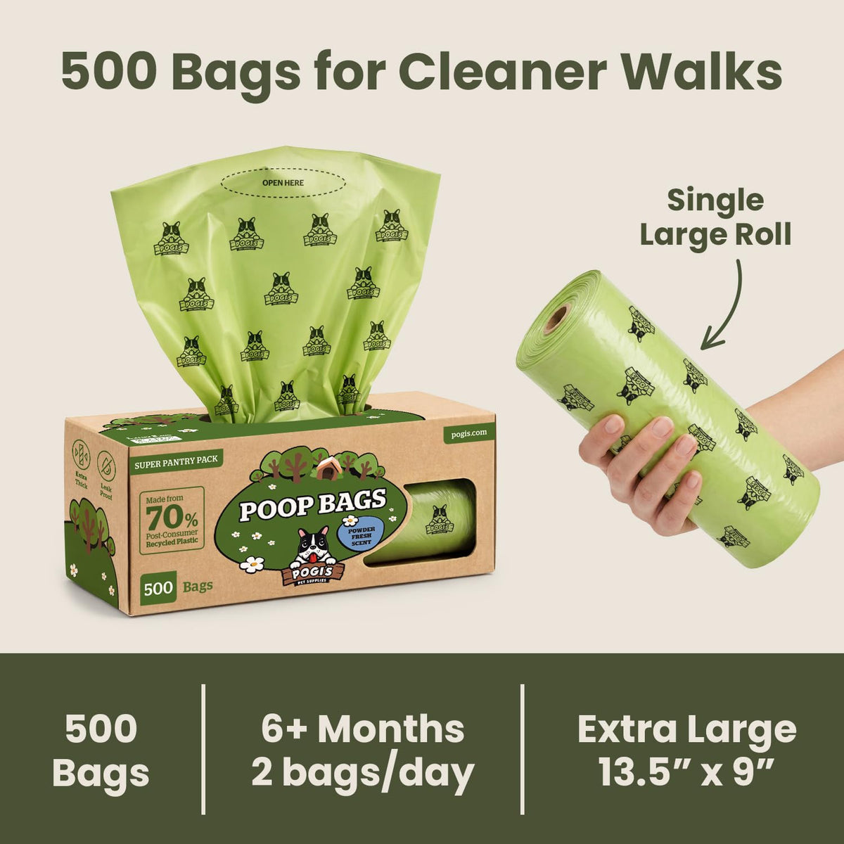 Large Dog Poop Bags, 500 Bags A780