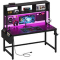 Black 47 Inch Gaming Desk with Hutch and Pegboard I518812