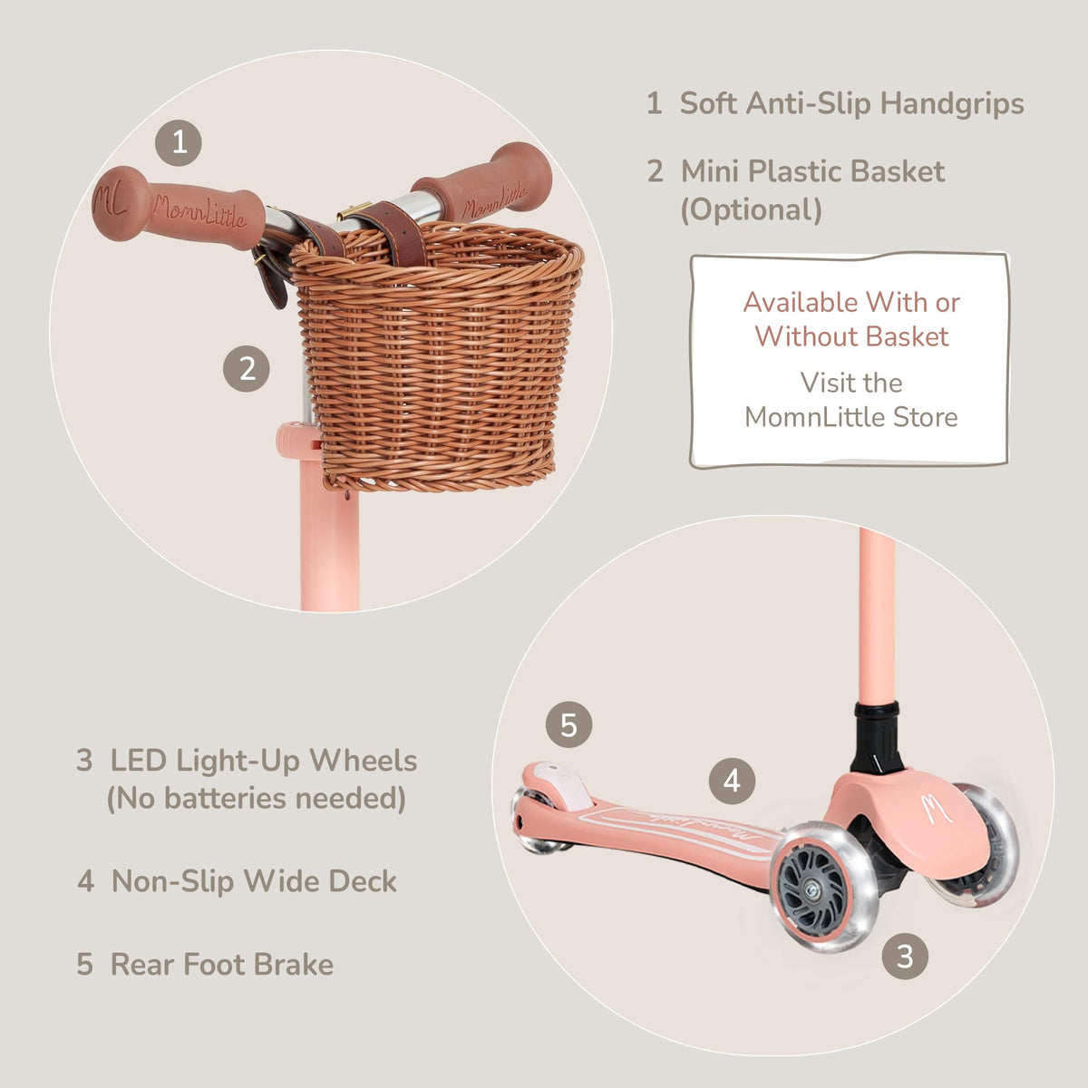 3-Wheel Foldable Toddler Scooter with LED Light-Up Wheels F908158