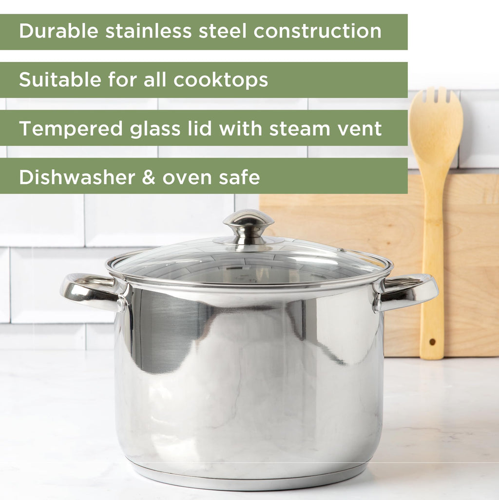 Stainless Steel 8-Quart Stock Pot with Glass Lid A831