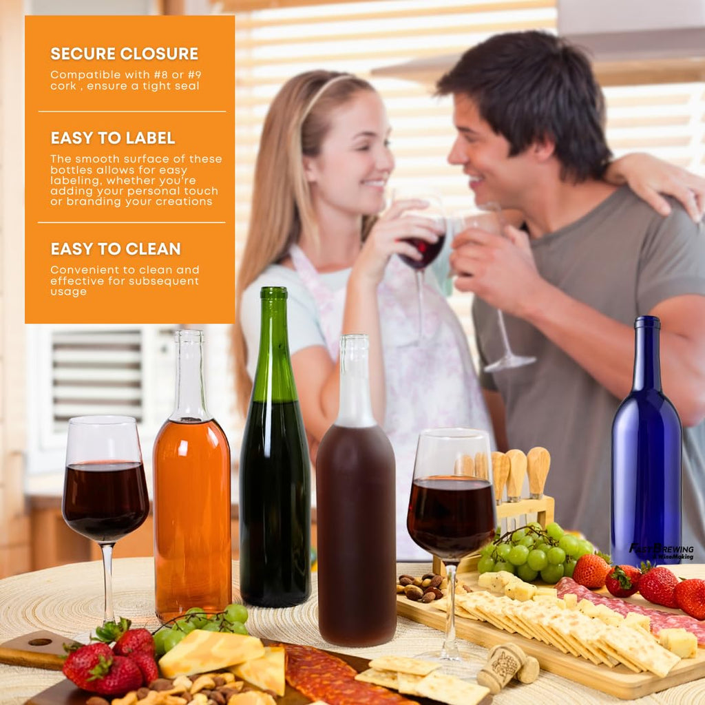 750ml Clear Glass Wine Bottles 12-Bottle Case Q3011