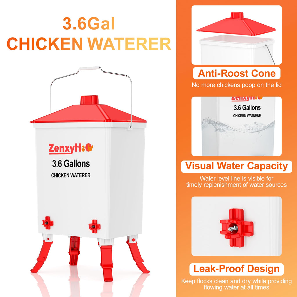 3.6 Gal Chicken Waterer with 4 Water Nipples O989372