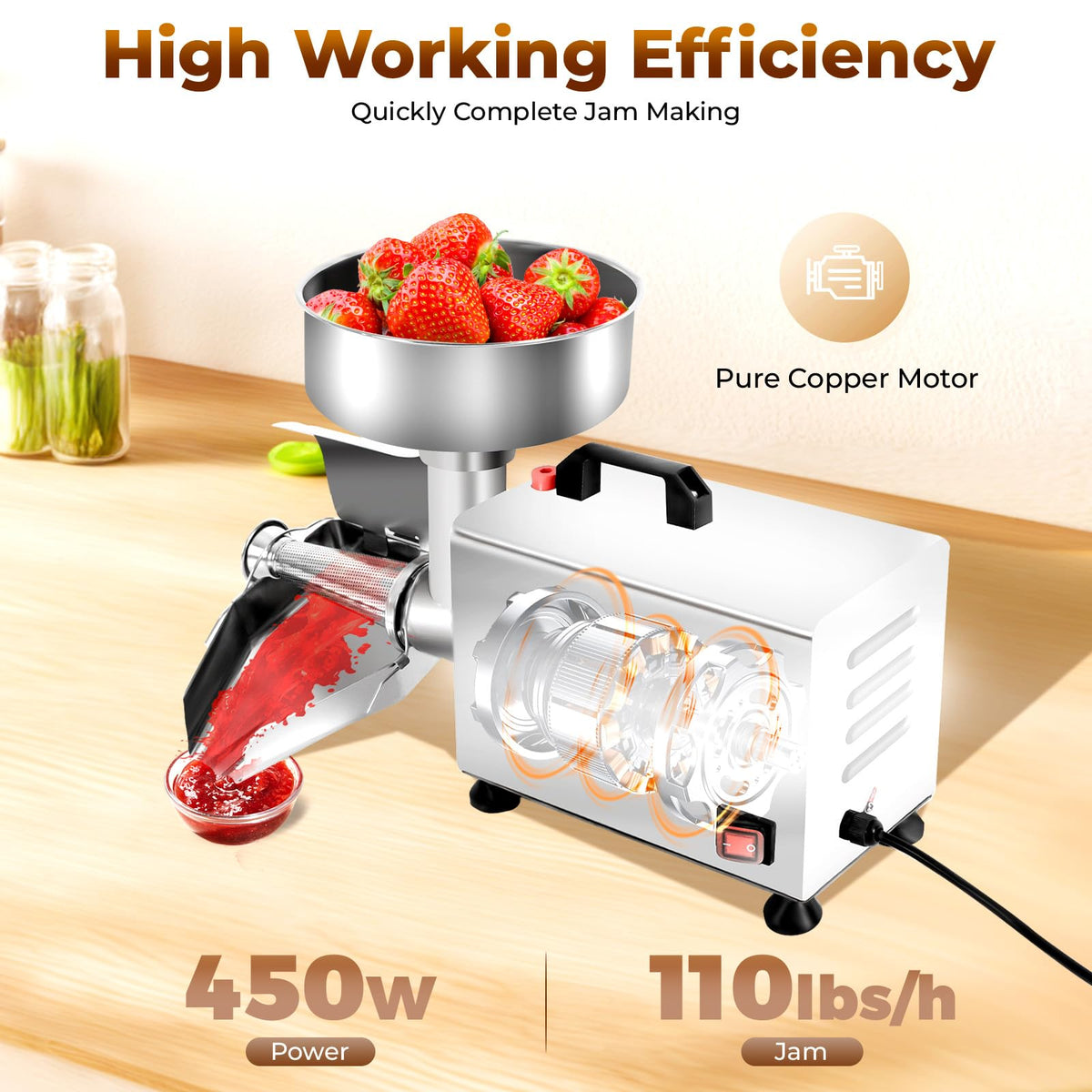 110V 450W Stainless Steel Electric Tomato Strainer X63420