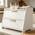 White Double Layer Wooden Bread Box E90816
