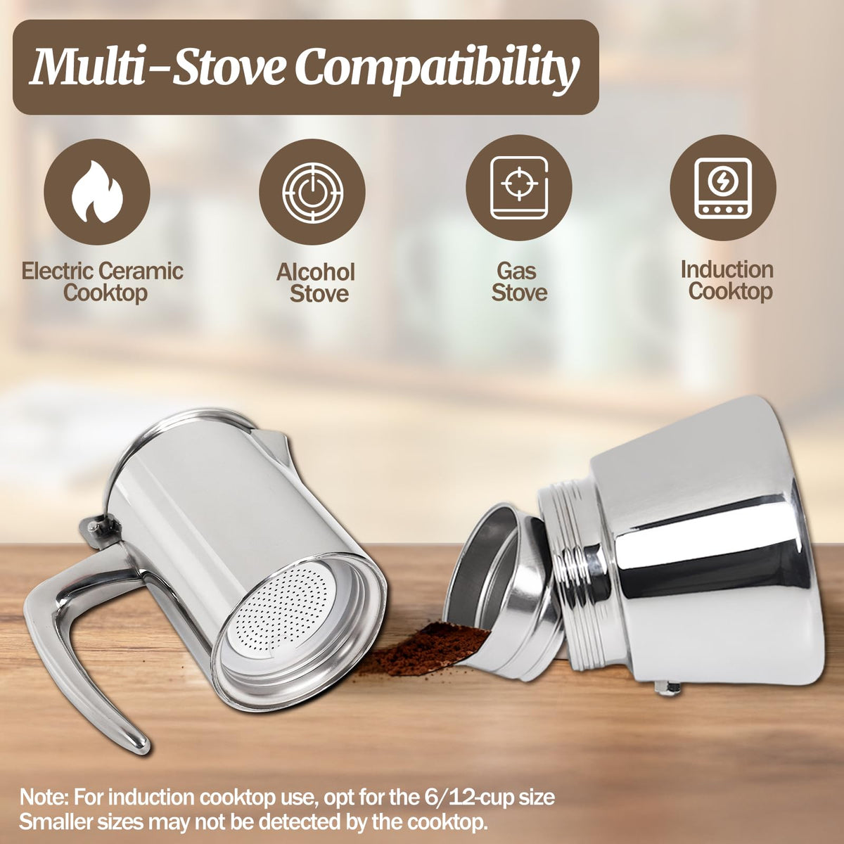 12 Cup 304 Stainless Steel Moka Pot N13268