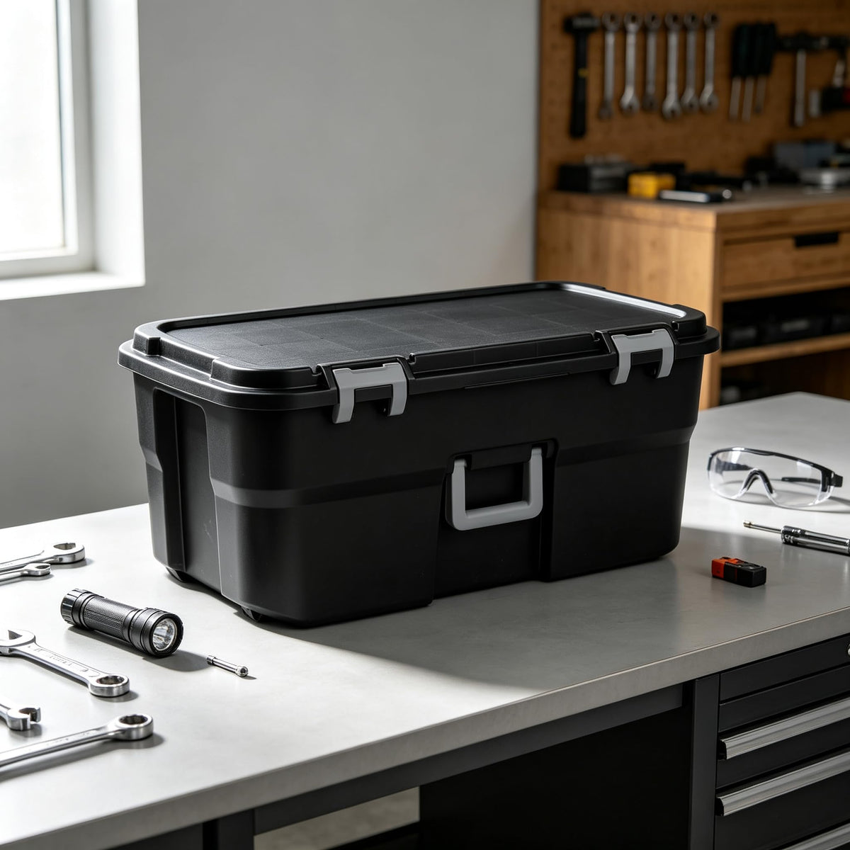 Storage Chest 22 Gal Heavy Duty Lockable Trunk with Wheels S114