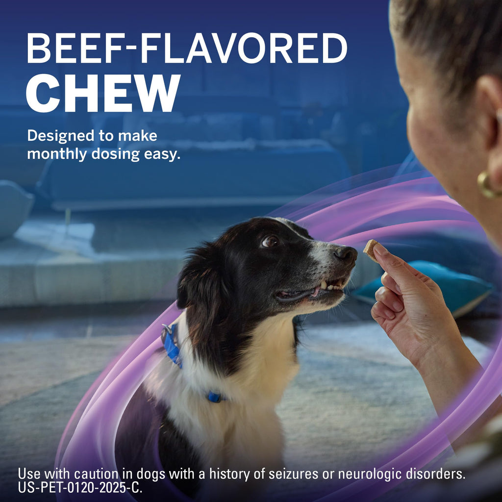 Flea and Tick Heartworm Preventive Soft Chewables for Dogs 4-8 lbs 6 Chews B95563