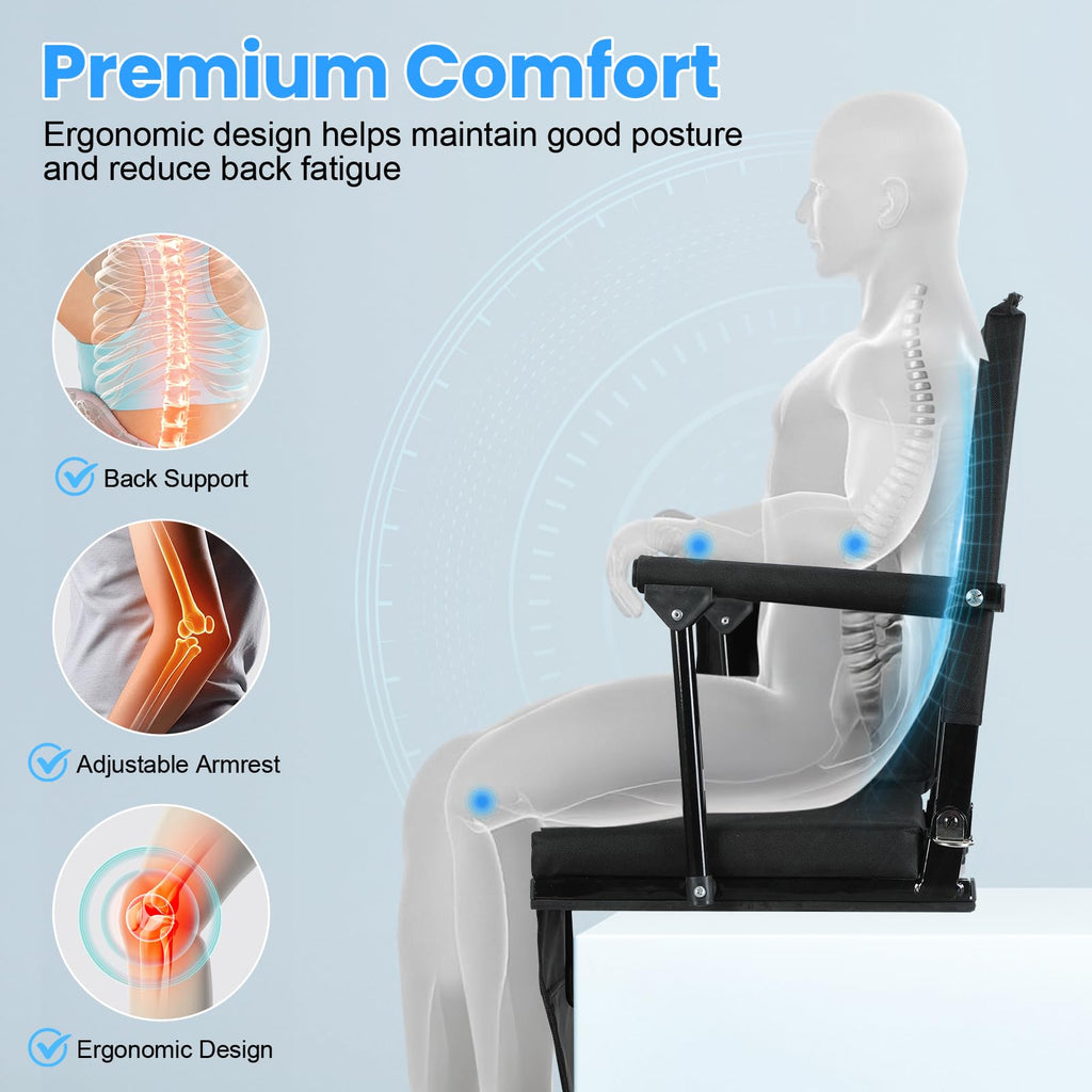 2 Pcs Black Folding Stadium Seat Cushion with Back Support I798