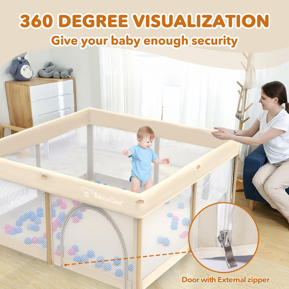 Foldable Baby Playpen 50x50 Inch D61909