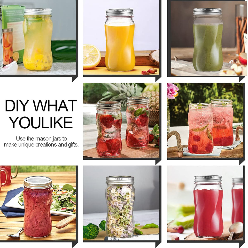 16oz Regular Mouth Mason Jars 12 Pack with Lids & Bands E680608