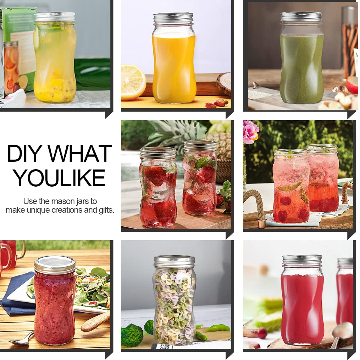 16oz Regular Mouth Mason Jars 12 Pack with Lids & Bands E680608