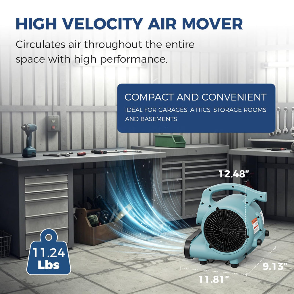 3 Speed Air Mover Blower Fan 115W 600CFM Blue O892