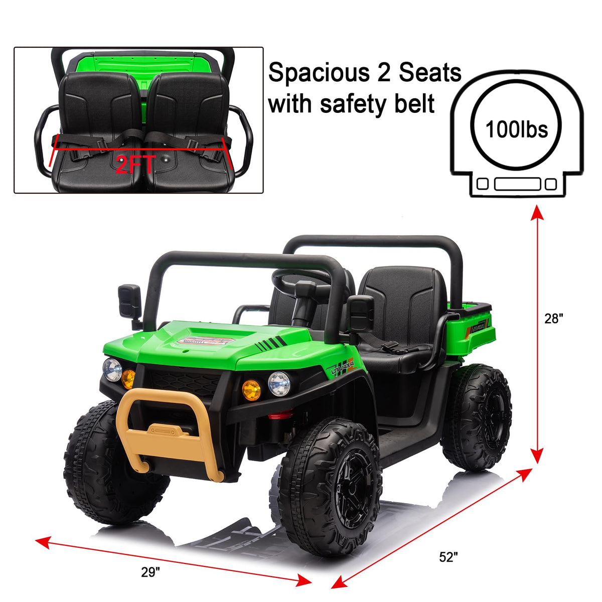 Green 2 Seater 24V Ride On Dump Truck S45233