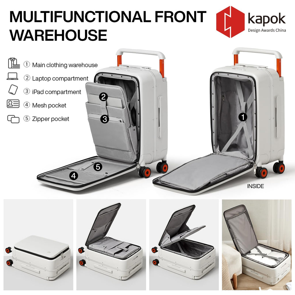 20 Inch Carry On Luggage Aluminum Frame Spinner Wheels B9855