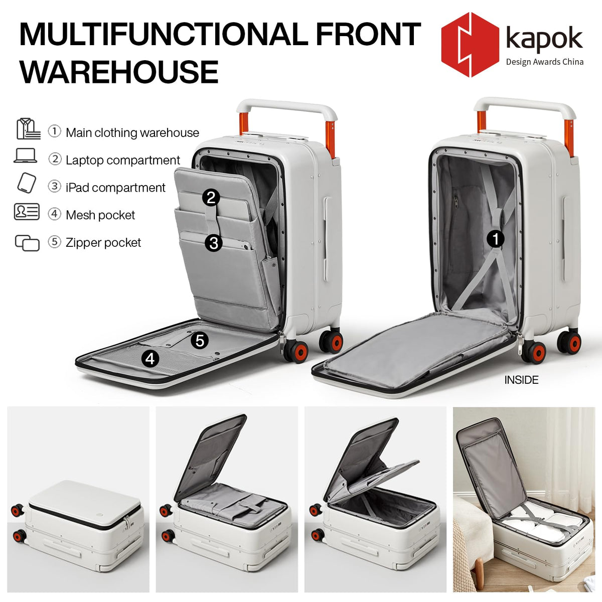 20 Inch Carry On Luggage Aluminum Frame Spinner Wheels B9855