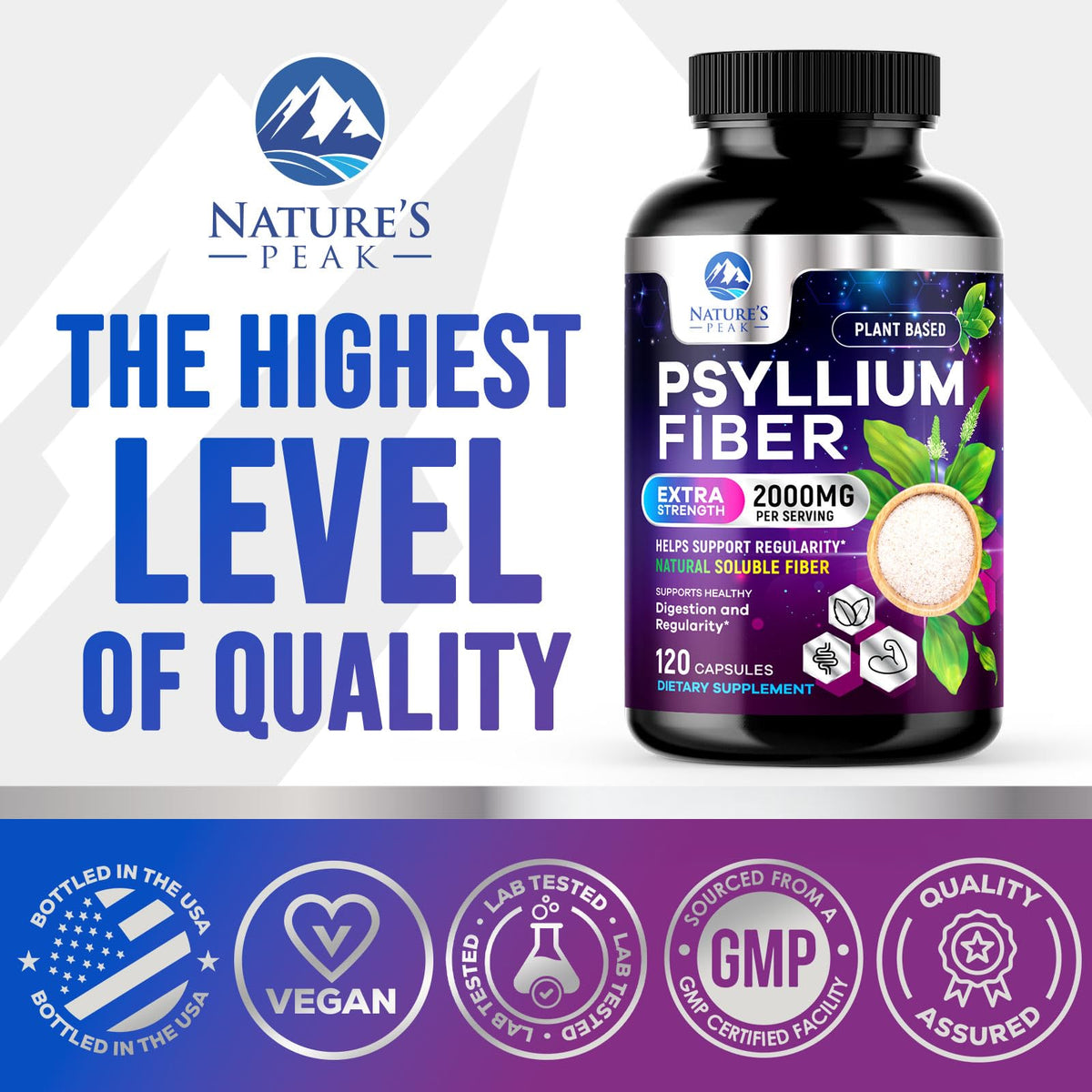 Psyllium Husk Capsules 2000mg 120 Capsules V181