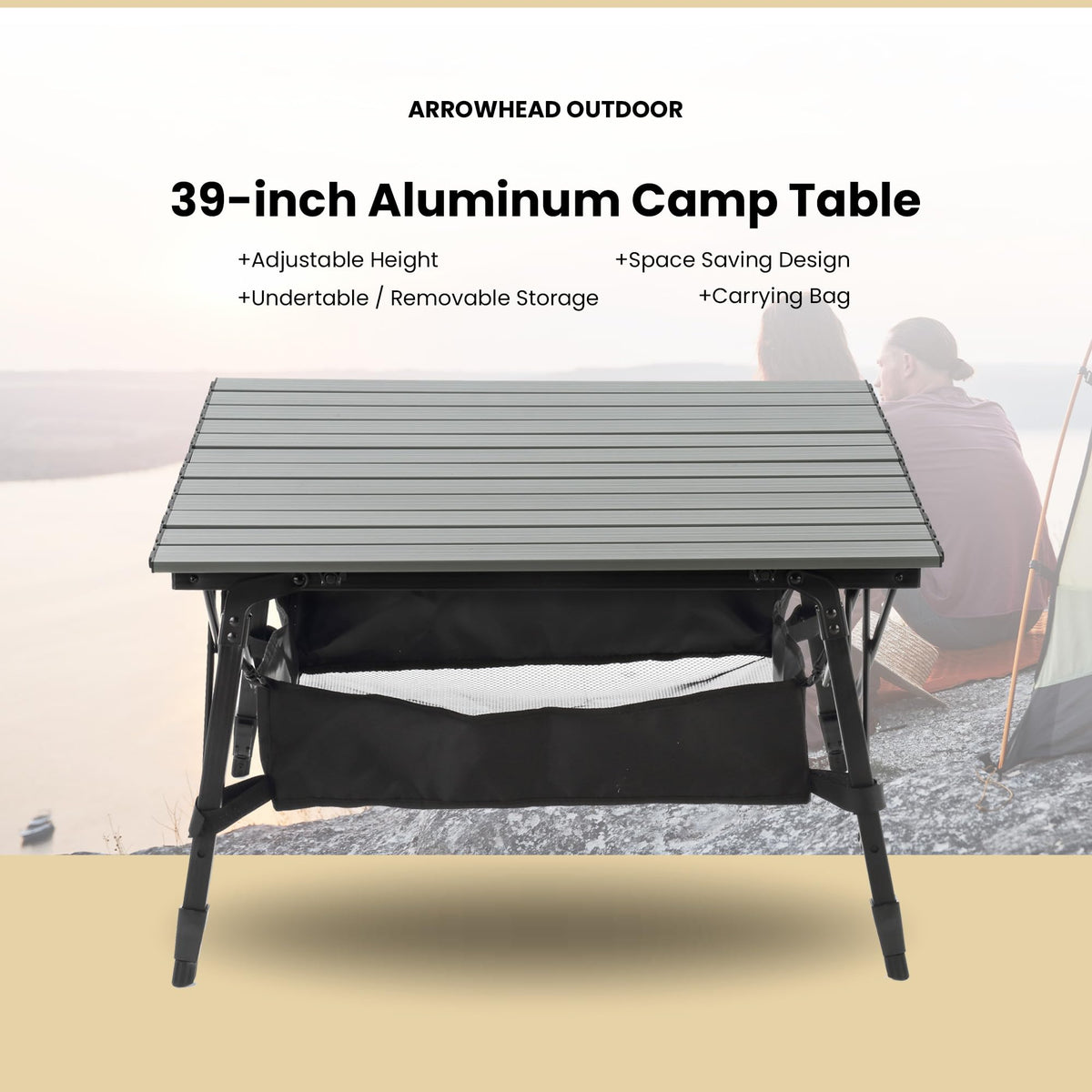 39 in Aluminum Folding Camp Table Q86413