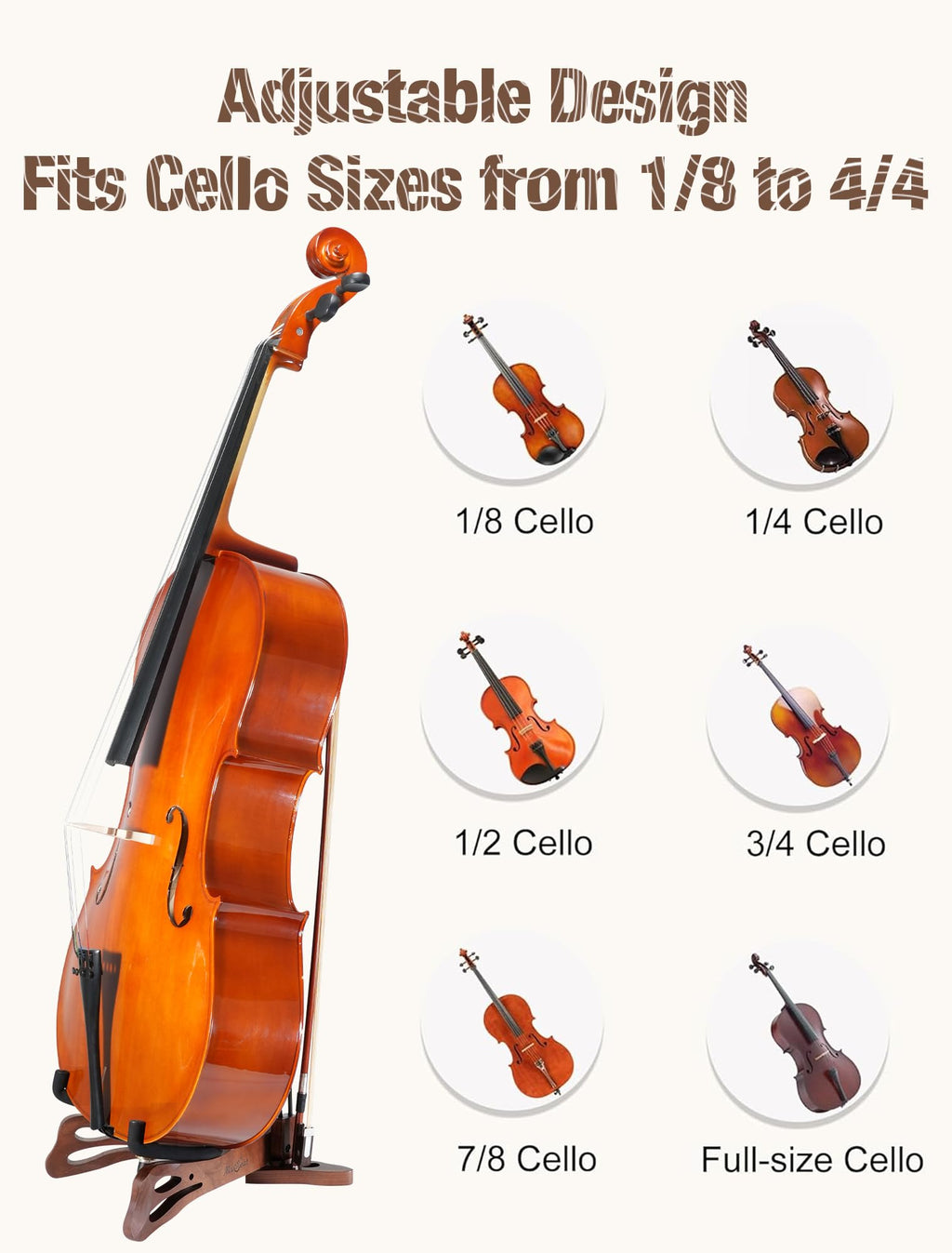 Walnut Cello Stand with Bow Holder T917
