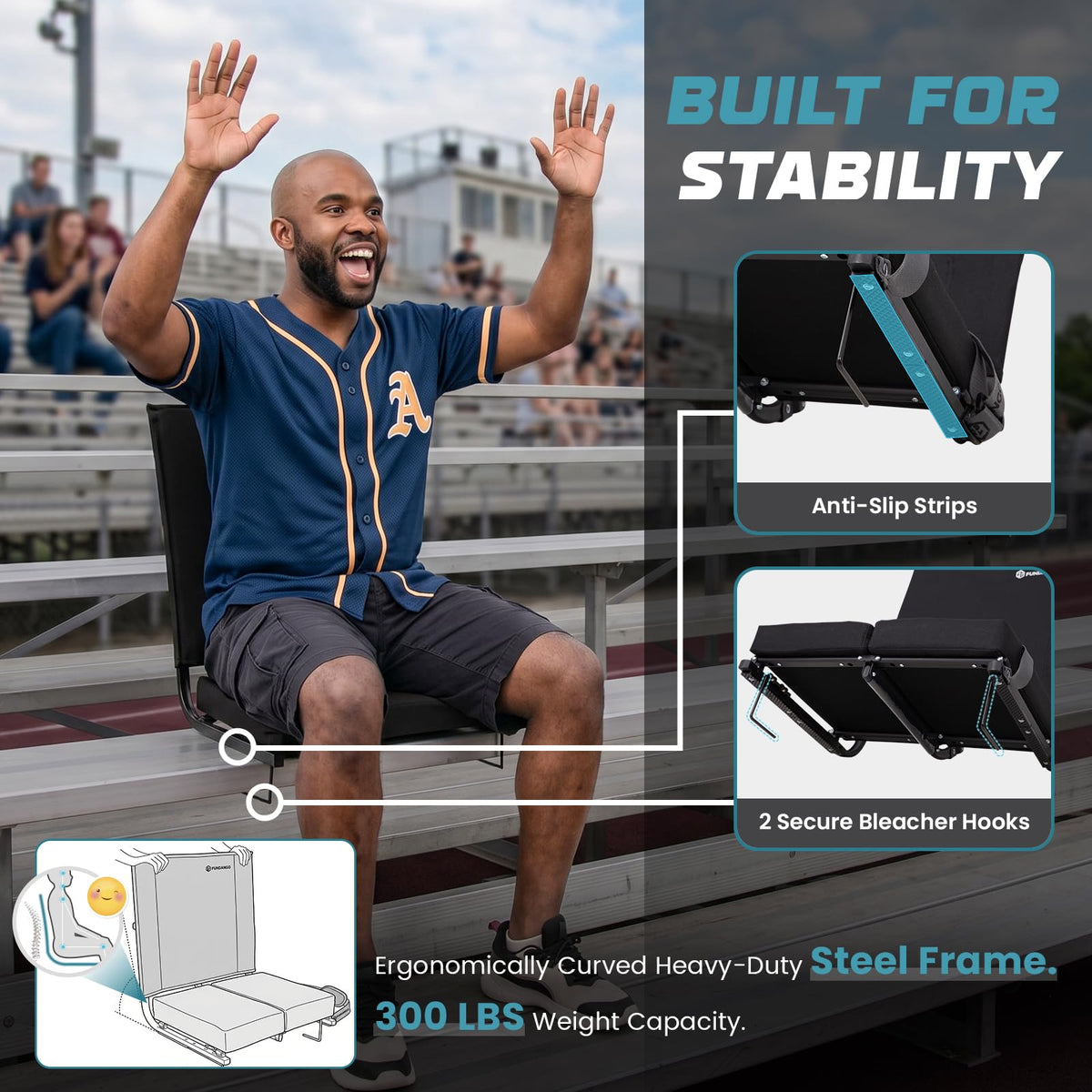 Folding Stadium Seat with Back Support I304004