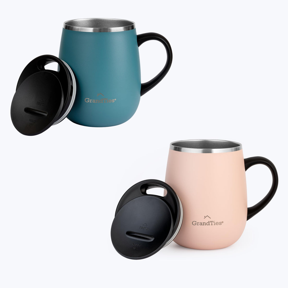 16 oz Insulated Stainless Steel Tumbler 2-Pack with Handle & Sliding Lid J120784