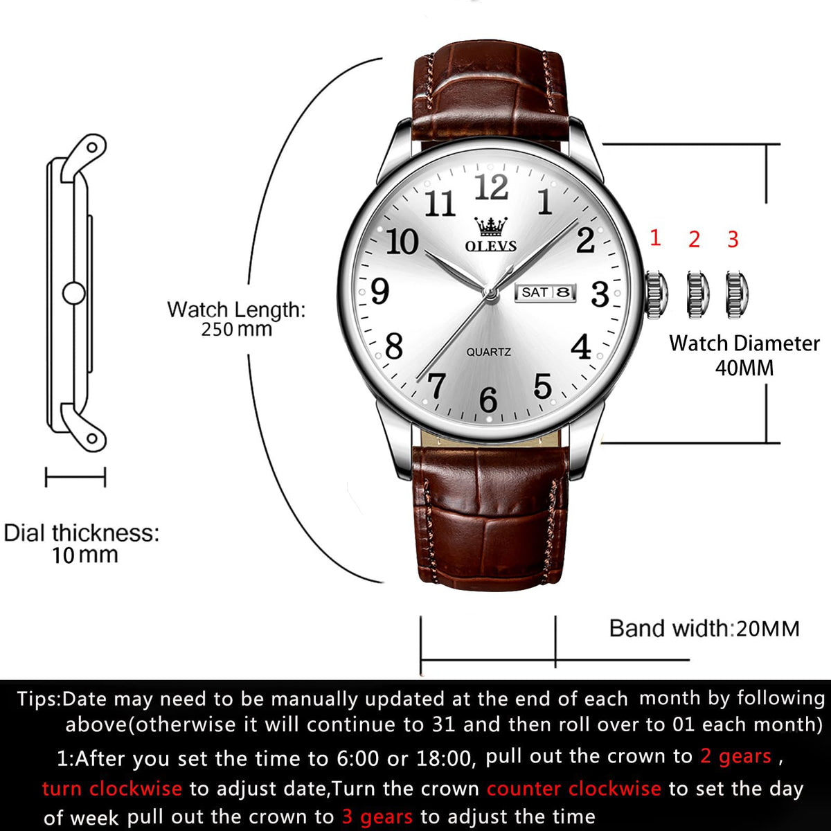 Men Waterproof Leather Band Analog Quartz Watch T456245
