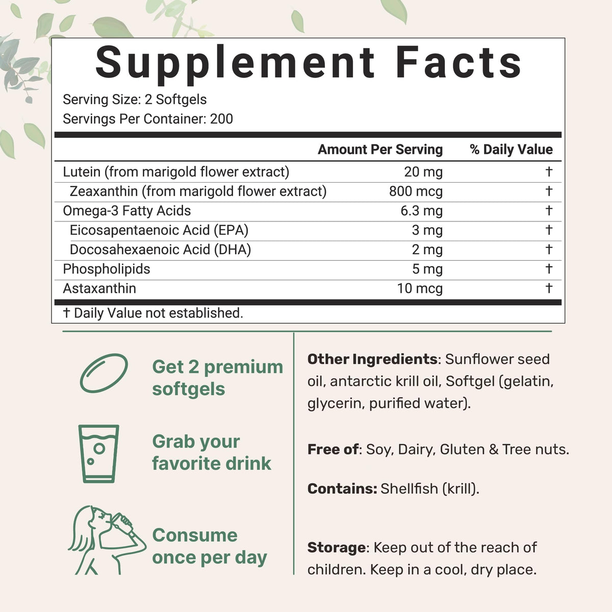 Lutein & Zeaxanthin 20mg Softgels, 400 Count V761570