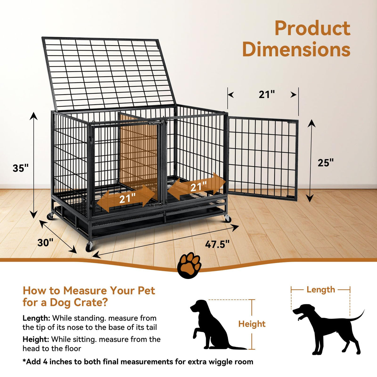 48 inch Wire Dog Crate with Divider Q803