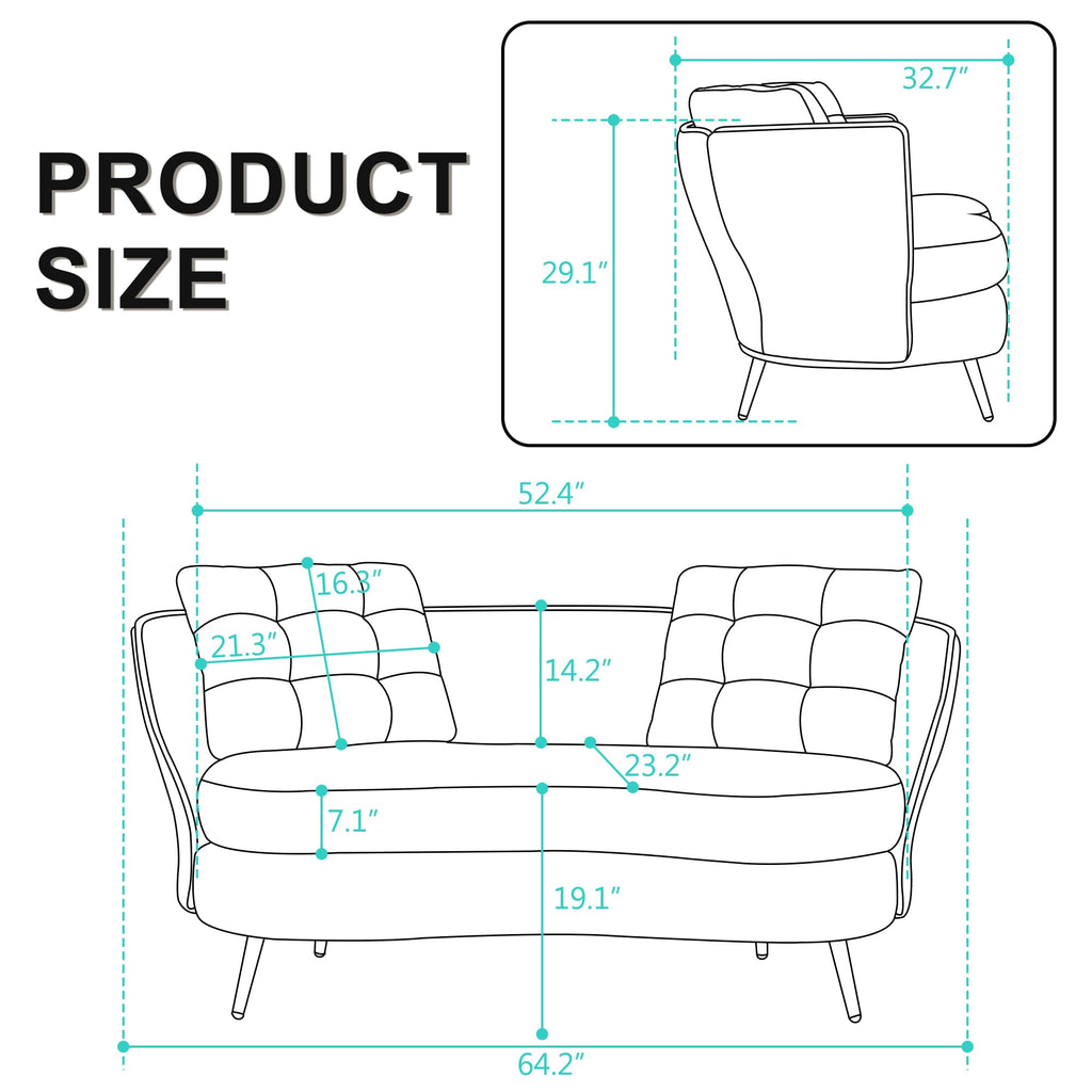 Tufted Velvet Two Seater Sofa U20282