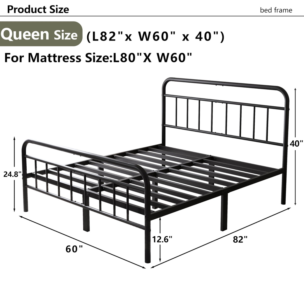Queen Size Metal Bed Frame with Storage Space O2338