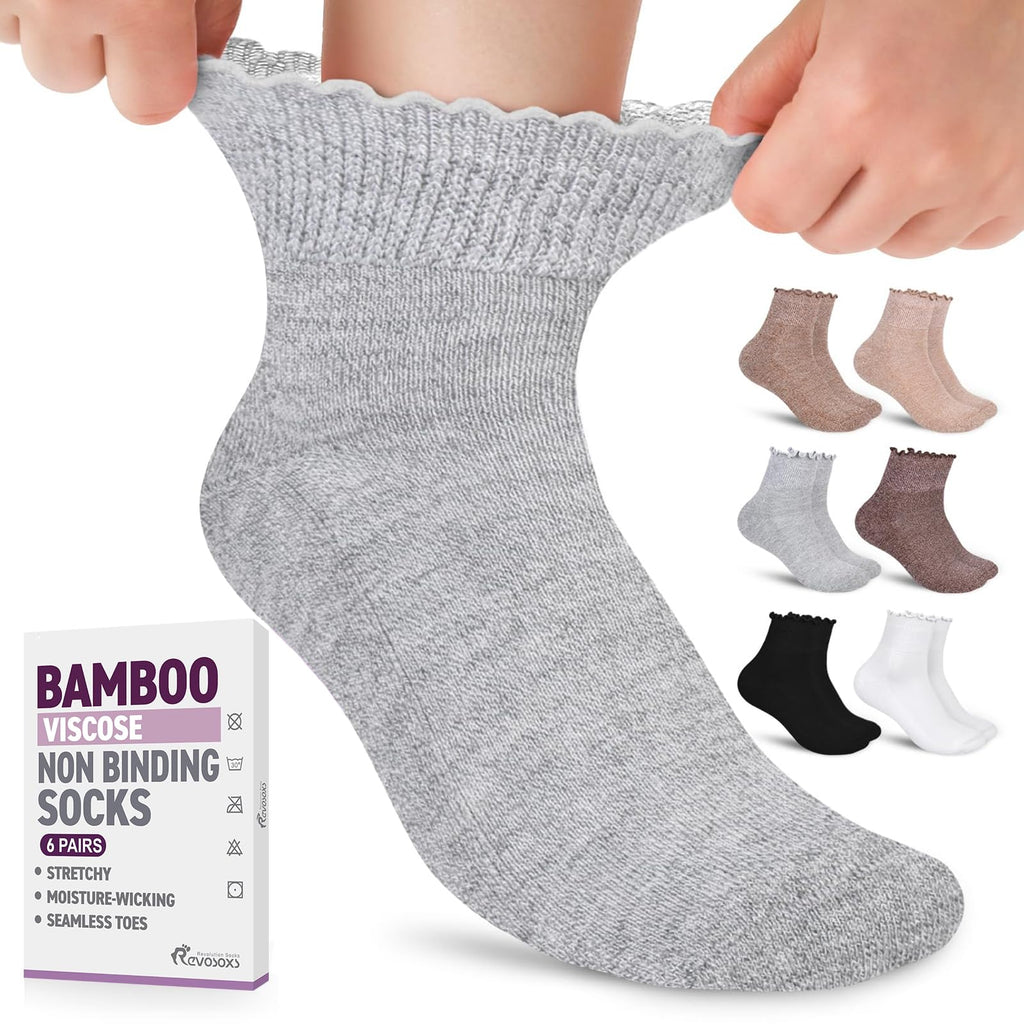 6 Pairs Non Binding Wide Seamless Diabetic Ankle Socks N3667