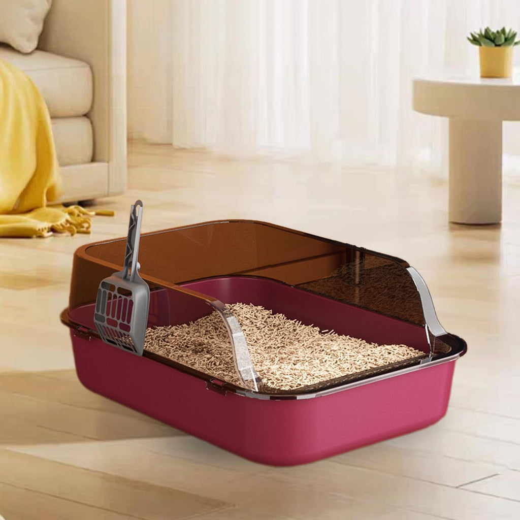 Open Top Sifting Litter Box High Sided Portable Semi Enclosed Pink K676