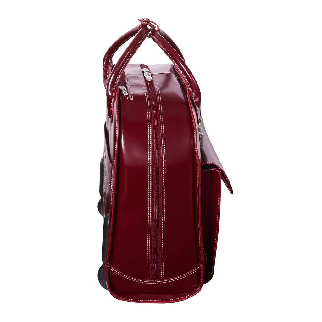 15" Leather Wheeled Laptop Briefcase Bag Y322