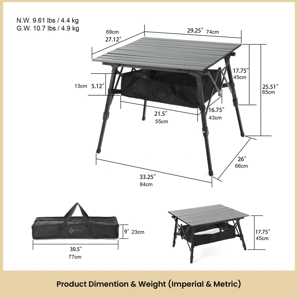 39 in Aluminum Folding Camp Table Q86413