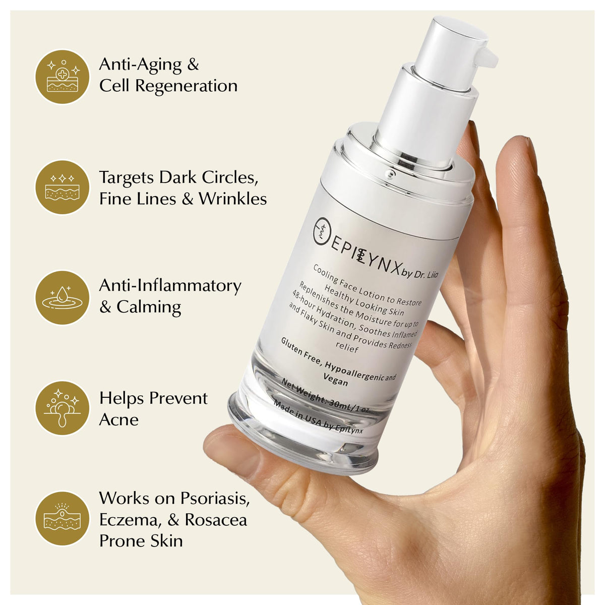 Sensitive Skin Face Moisturizer with Hyaluronic Acid & Aloe 30ml W77133
