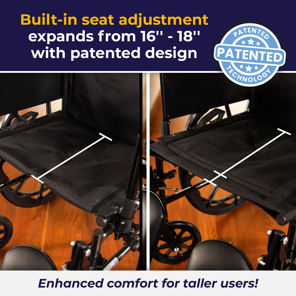 Lightweight Wheelchair Full Arms Black 18" L49610