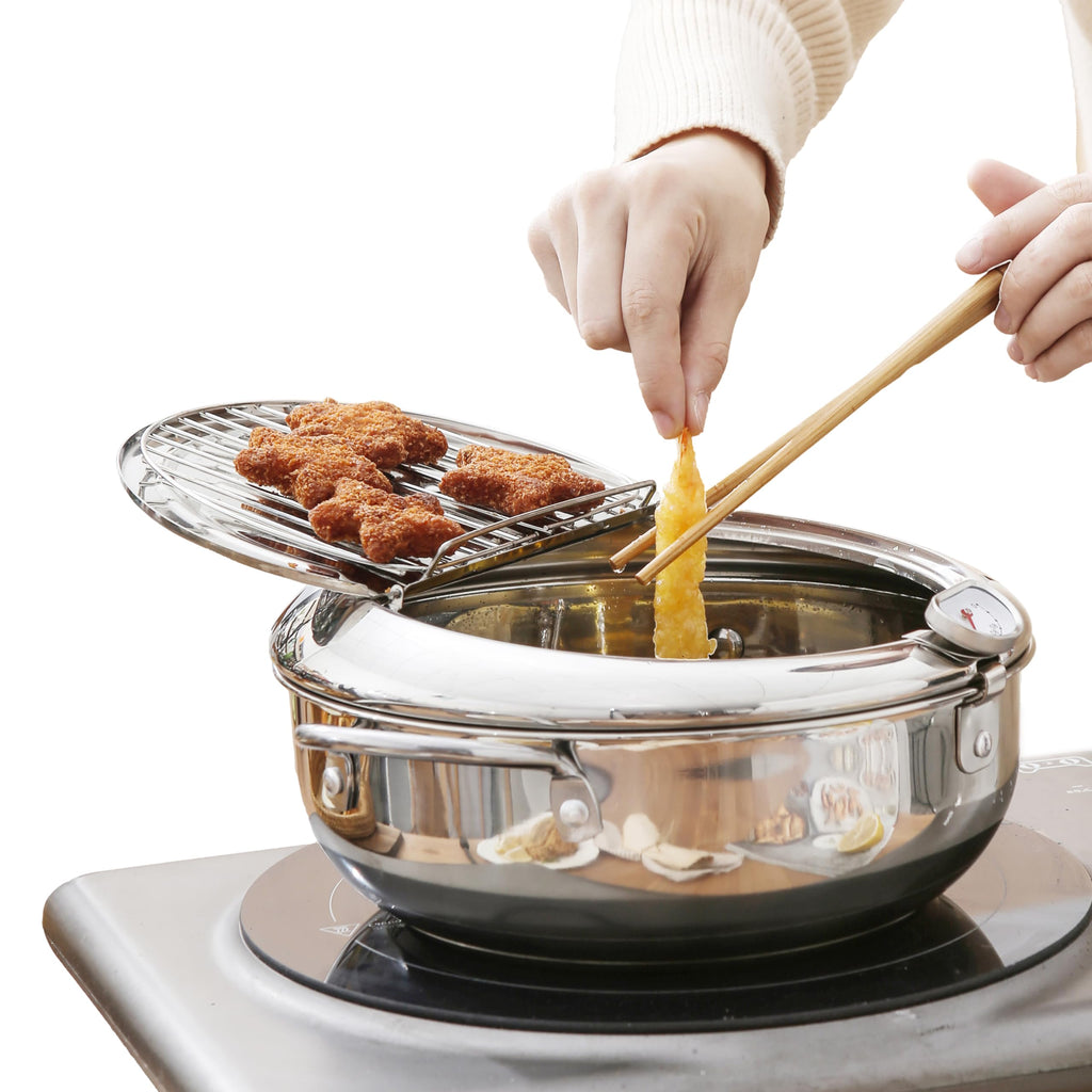 Deep Fryer Pot with Lid, 304 Stainless Steel M2580