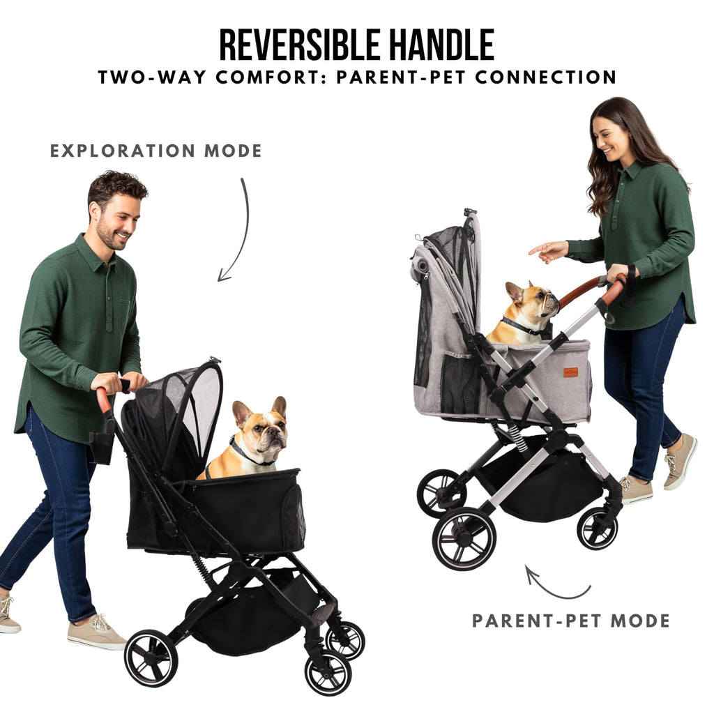 Foldable Dog Stroller 35 lbs Grey V166455