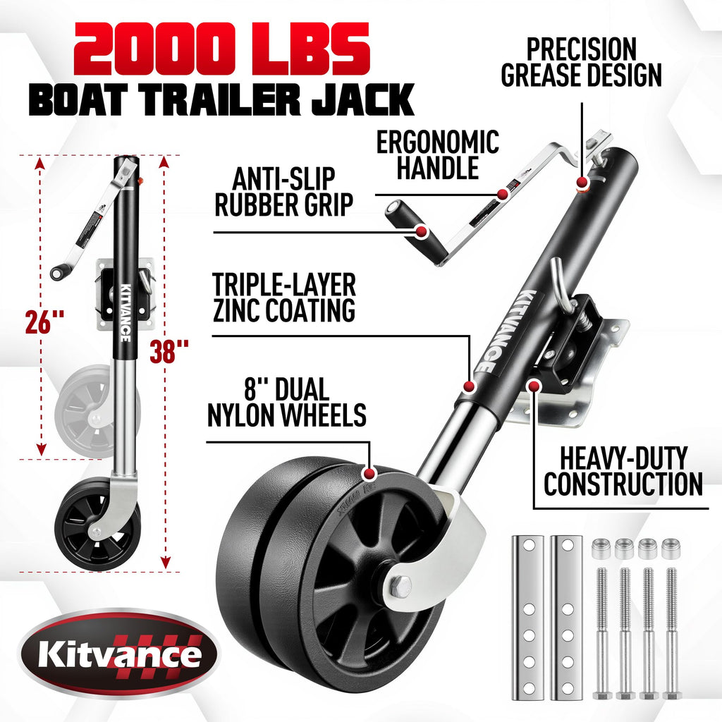 2000 lbs Boat Trailer Jack with 8" Dual Wheels M9141