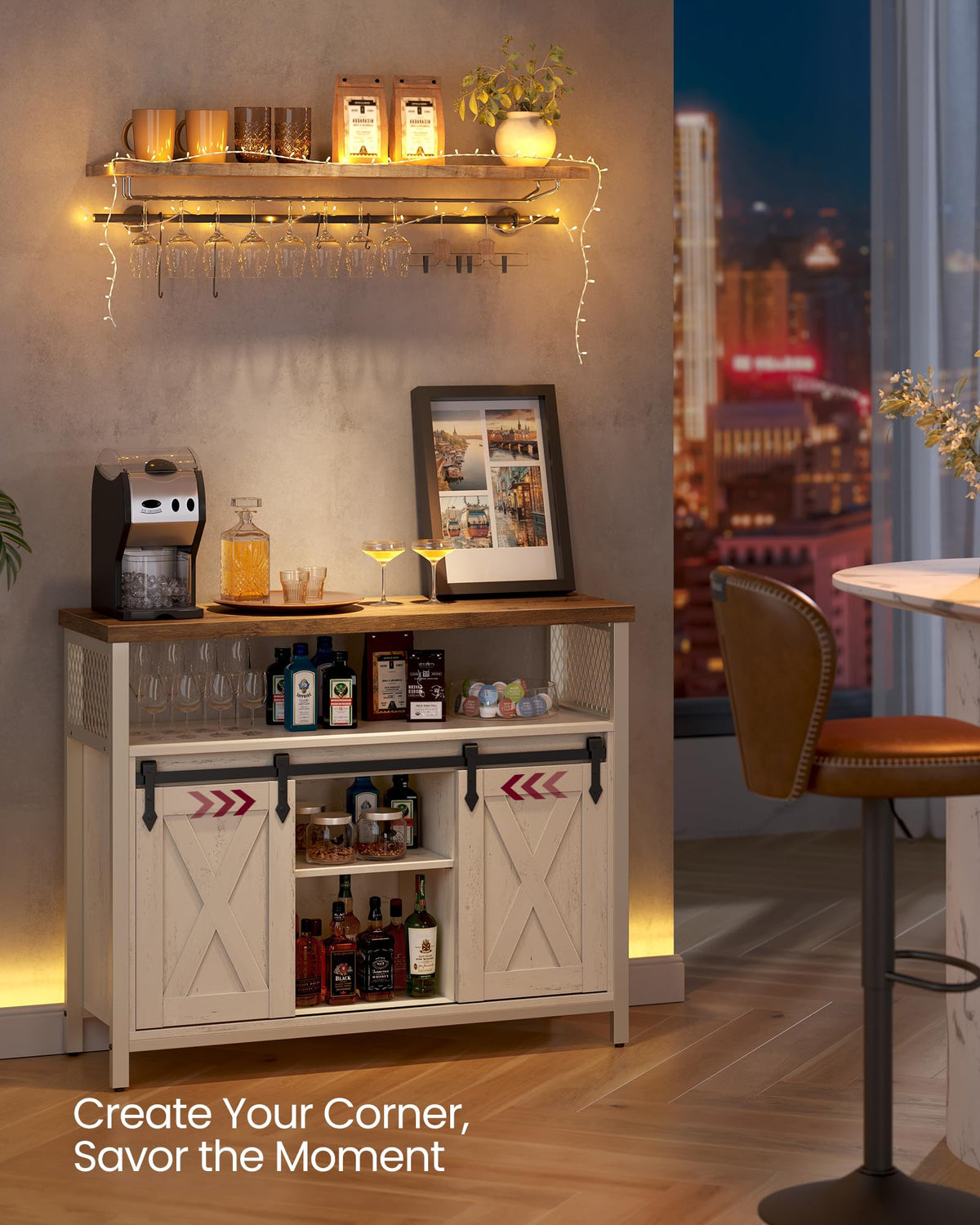 Buffet Cabinet with 2 Sliding Barn Doors F7592