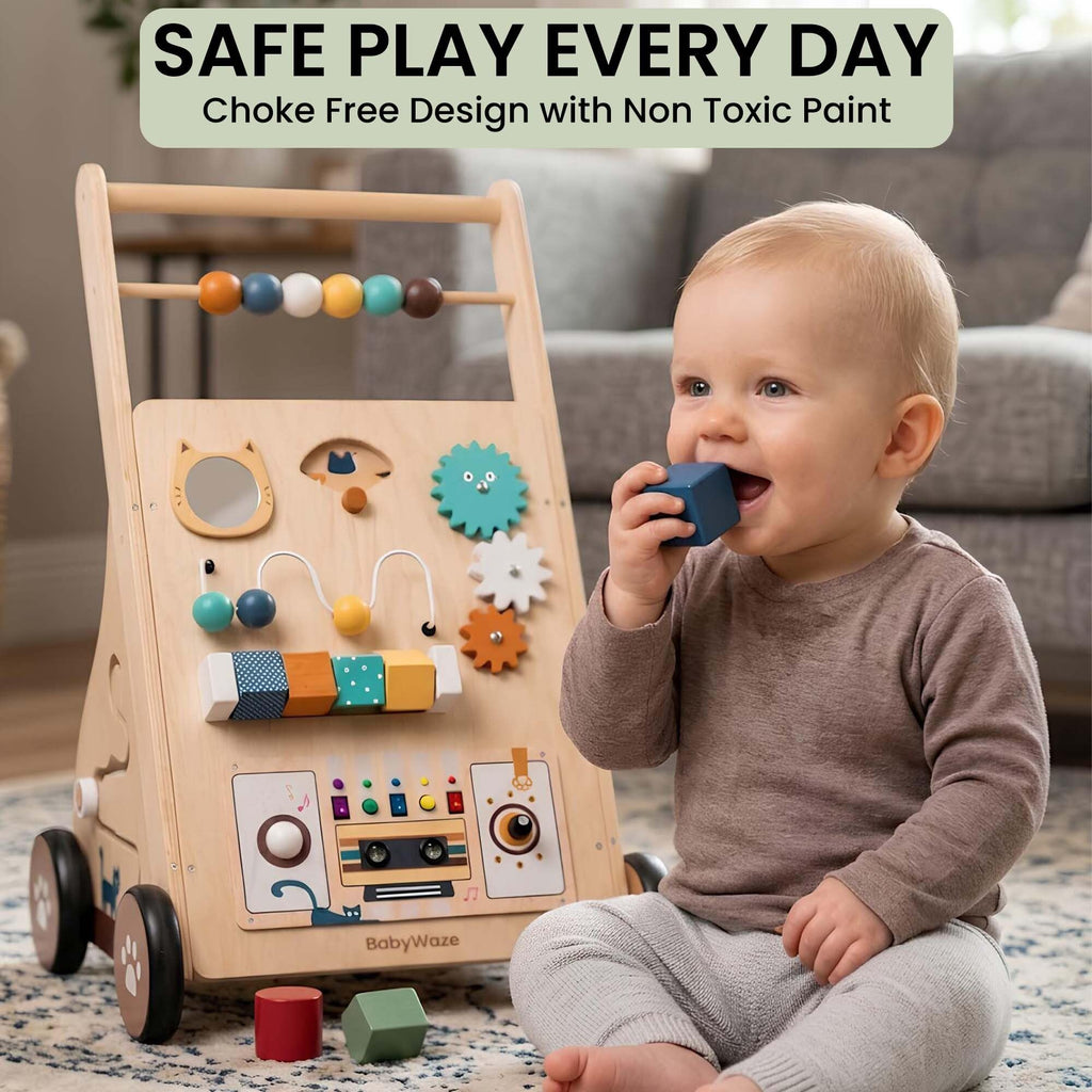 Wooden Baby Walker with Wheels J799777