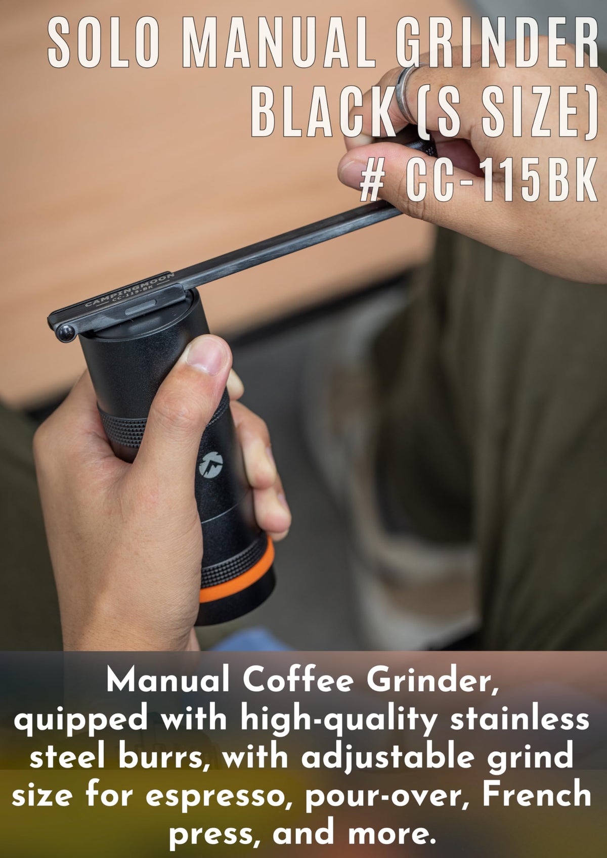 Manual Coffee Grinder 15g Stainless Steel Burr Black U913206